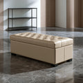 Banc avec rangement en cuir, coloris beige