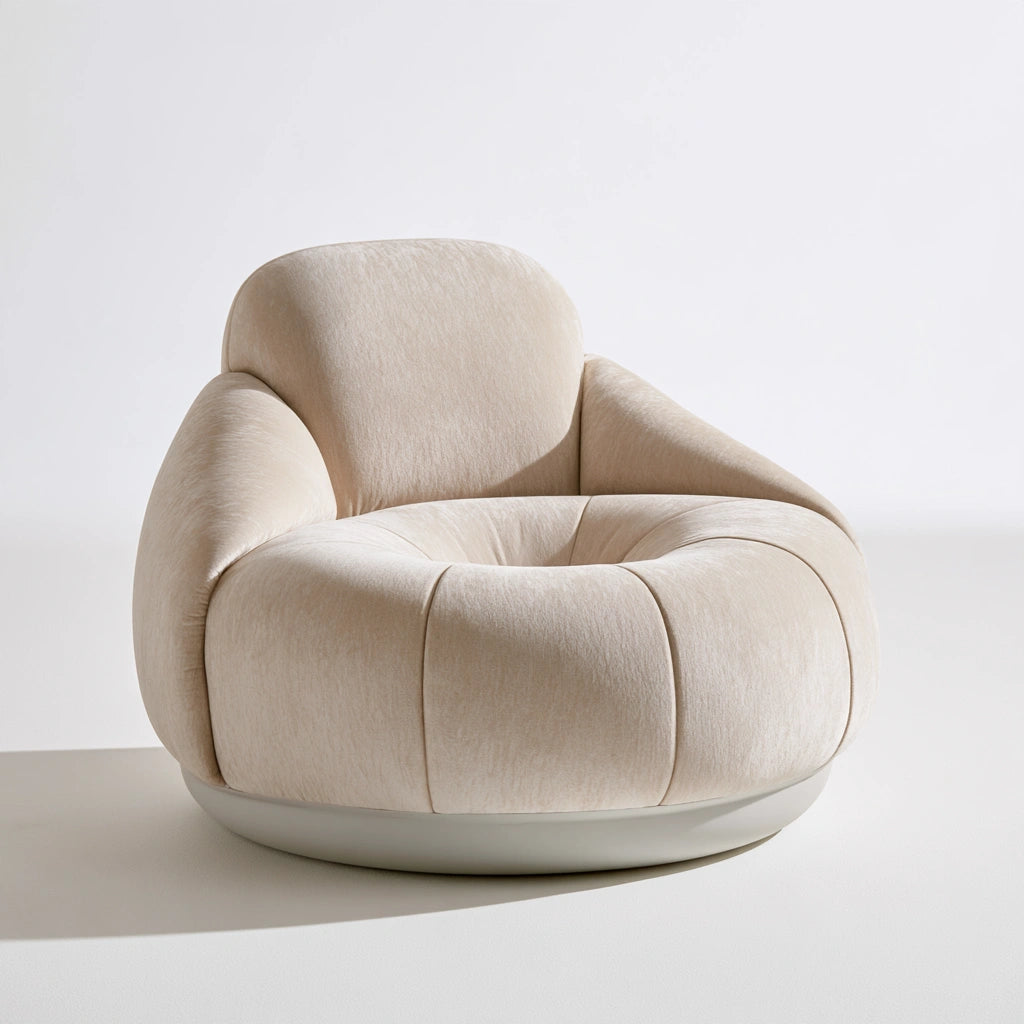 Pouf fauteuil avec poignée aux lignes épurées, coloris blanc