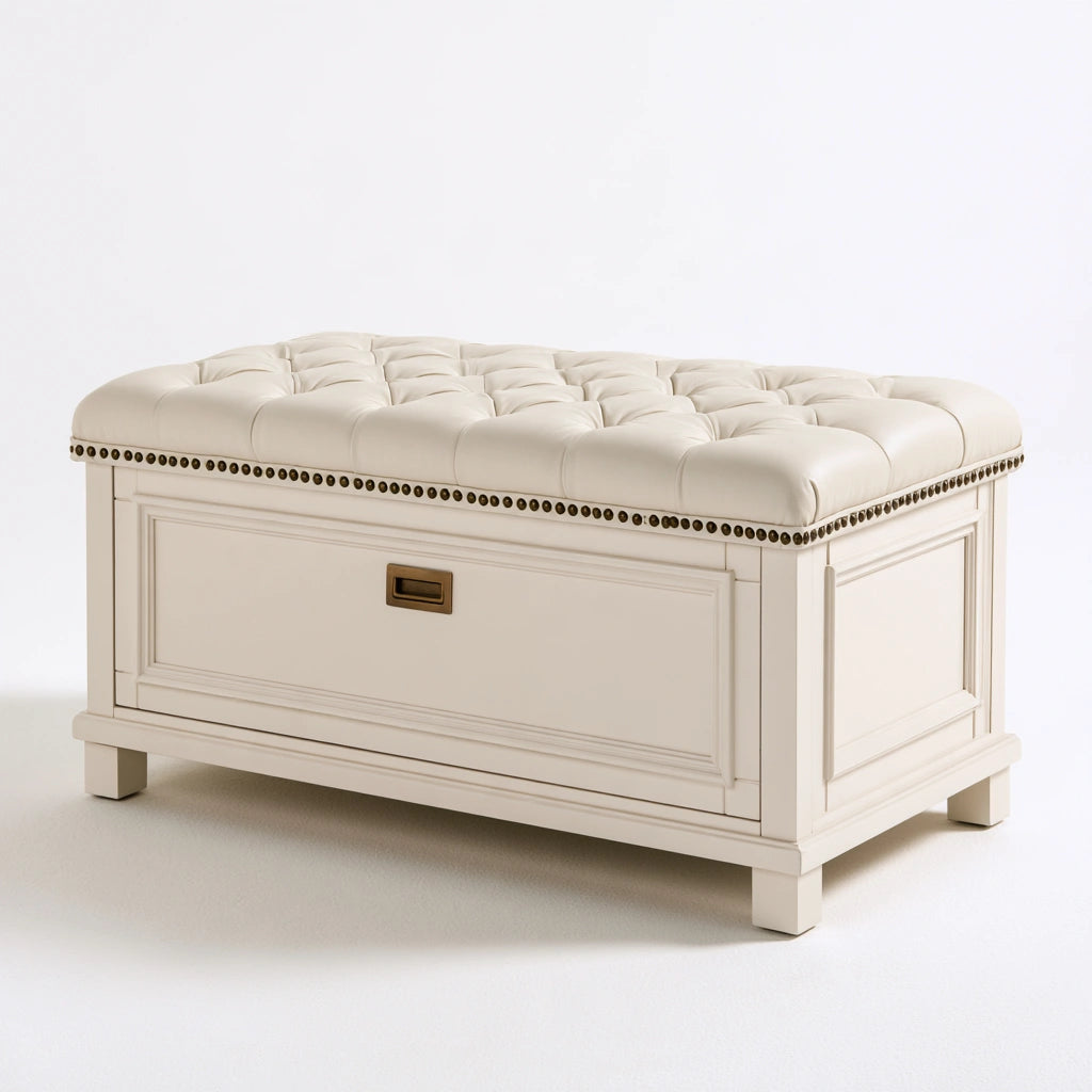 Meuble de rangement en bois, coloris blanc cassé