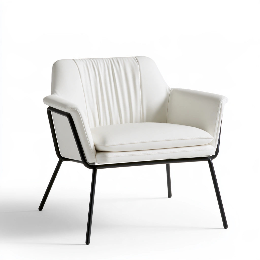 Chaise d'accueil de bureau en cuir, coloris blanc