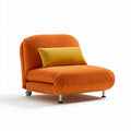 Fauteuil-lit convertible sans accoudoirs aux lignes épurées, coloris orange et jaune