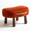 Pouf repose-pieds en velours côtelé, coloris orange