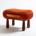 Pouf repose-pieds en velours côtelé, coloris orange