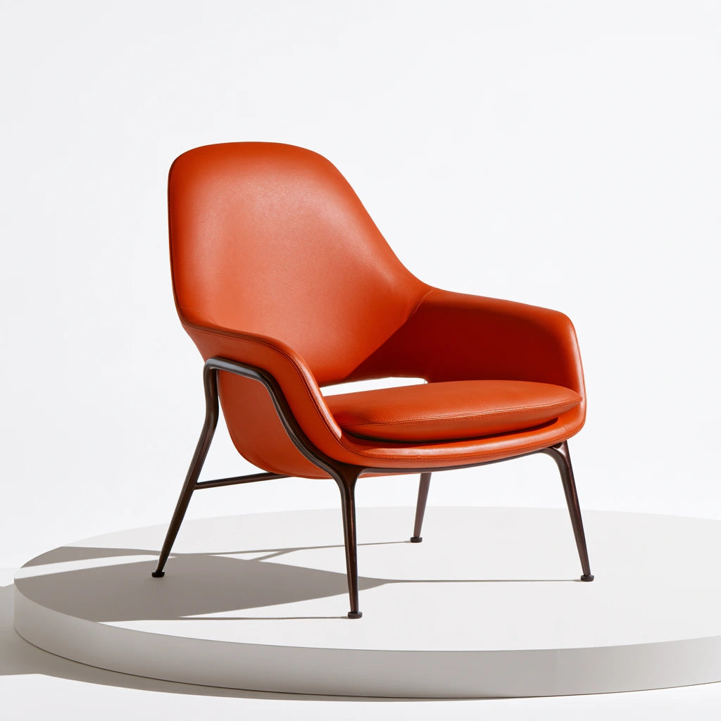 Fauteuil d'appoint en cuir, coloris orange