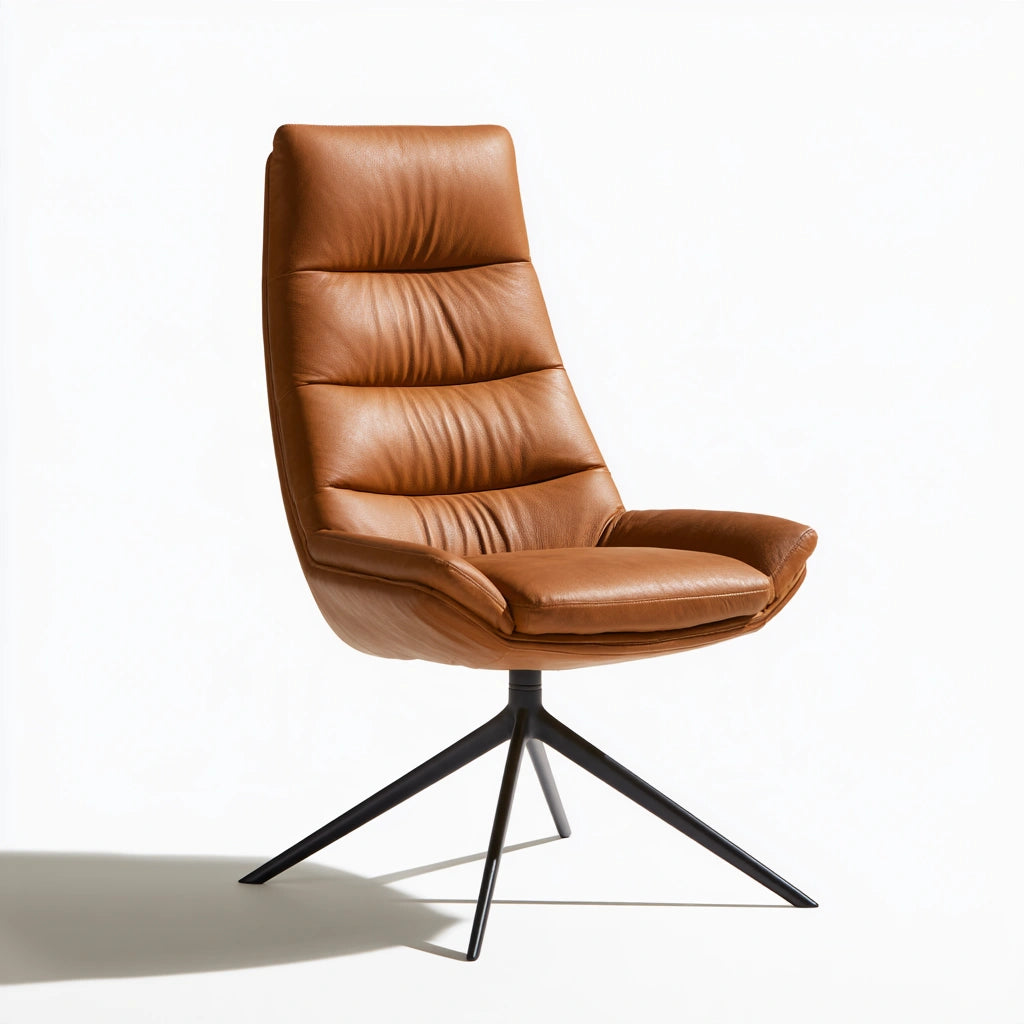 Fauteuil de bureau ergonomique en cuir, coloris fauve